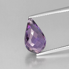 4.16 ct Violet Amethyst Gemstone, Amethyst Gem in Briolette with Hole Shape for Sale.