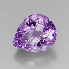 8.26 ct Violet Amethyst Gemstone, Amethyst Gem in Pear Checkerboard Shape for Sale.