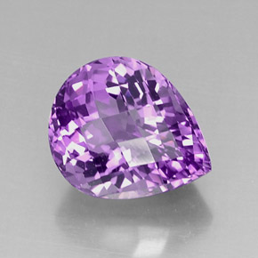 8.26 ct Violet Amethyst Stone, Natural Amethyst in Pear Checkerboard Shape for Sale