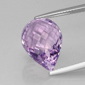 12.84 ct Violet Amethyst Stone, Natural Amethyst in Briolette with Hole Shape for Sale