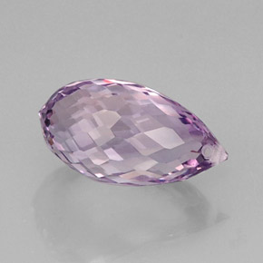 7.31 ct Violet Amethyst Stone, Natural Amethyst in Briolette with Hole Shape for Sale