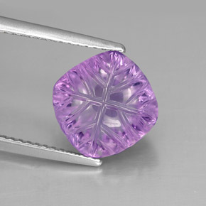 4.20 ct Violet Amethyst Stone, Natural Amethyst in Flower-Cut Shape for Sale