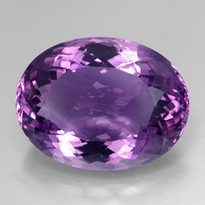 43.53 ct Violet Amethyst Gemstone, Amethyst Gem in Oval Facet Shape for Sale.