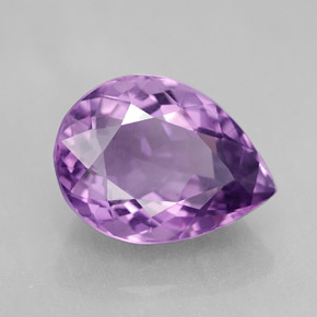 6.59 ct Violet Amethyst Stone, Natural Amethyst in Pear Facet Shape for Sale