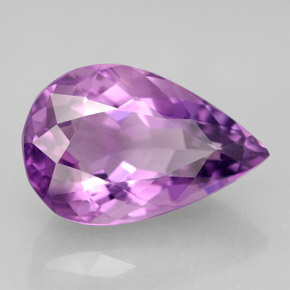 6.44 ct Violet Amethyst Stone, Natural Amethyst in Pear Facet Shape for Sale