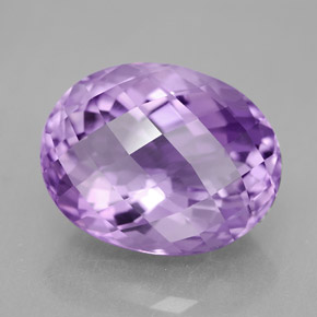 7.54 ct Violet Amethyst Gemstone, Amethyst Gem in Oval Checkerboard Shape for Sale.