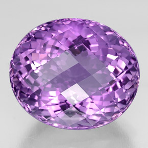 37.95 ct Violet Amethyst Gemstone, Amethyst Gem in Oval Checkerboard Shape for Sale.