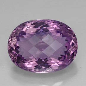44.58 ct Violet Amethyst Gemstone, Amethyst Gem in Oval Checkerboard Shape for Sale.