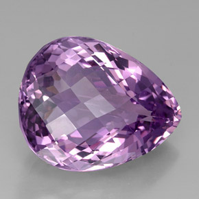 45.59 ct Violet Amethyst Stone, Natural Amethyst in Pear Checkerboard Shape for Sale
