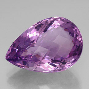 40.00 ct Violet Amethyst Gemstone, Amethyst Gem in Pear Checkerboard Shape for Sale.