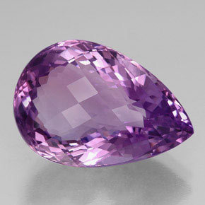 40.00 ct Violet Amethyst Stone, Natural Amethyst in Pear Checkerboard Shape for Sale