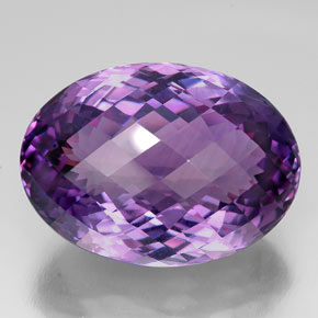 76.02 ct Violet Amethyst Gemstone, Amethyst Gem in Oval Checkerboard Shape for Sale.