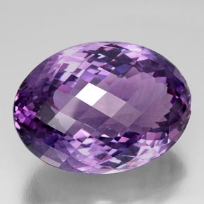 76.02 ct Violet Amethyst Stone, Natural Amethyst in Oval Checkerboard Shape for Sale