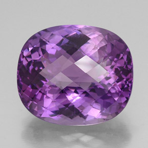 32.73 ct Violet Amethyst Gemstone, Amethyst Gem in Cushion Checkerboard Shape for Sale.