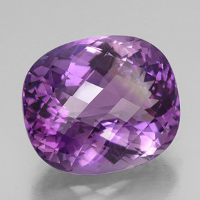 32.73 ct Violet Amethyst Stone, Natural Amethyst in Cushion Checkerboard Shape for Sale