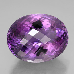 49.96 ct Violet Amethyst Stone, Natural Amethyst in Oval Checkerboard Shape for Sale