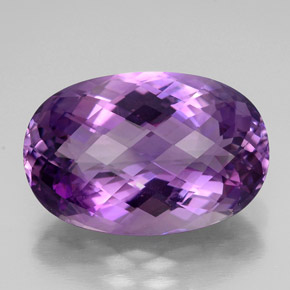 49.80 ct Violet Amethyst Gemstone, Amethyst Gem in Oval Checkerboard Shape for Sale.