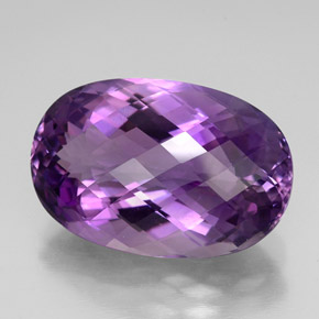 49.80 ct Violet Amethyst Stone, Natural Amethyst in Oval Checkerboard Shape for Sale