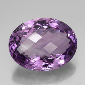33.87 ct Violet Amethyst Stone, Natural Amethyst in Oval Checkerboard Shape for Sale