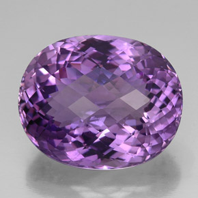 35.79 ct Violet Amethyst Gemstone, Amethyst Gem in Oval Checkerboard Shape for Sale.