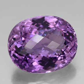 35.79 ct Violet Amethyst Stone, Natural Amethyst in Oval Checkerboard Shape for Sale