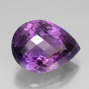 25.26 ct Violet Amethyst Stone, Natural Amethyst in Pear Checkerboard Shape for Sale