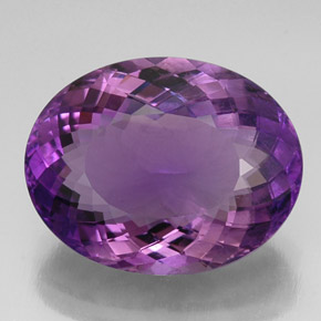 24.97 ct Violet Amethyst Gemstone, Amethyst Gem in Oval Portuguese-Cut Shape for Sale.