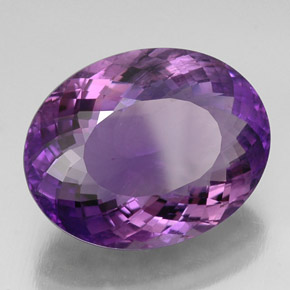 24.97 ct Violet Amethyst Stone, Natural Amethyst in Oval Portuguese-Cut Shape for Sale