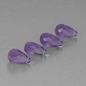 5.81 ct Violet Amethyst Stone, Natural Amethyst in Briolette with Hole Shape for Sale