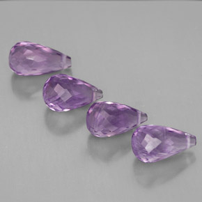 5.37 ct Violet Amethyst Gemstone, Amethyst Gem in Briolette with Hole Shape for Sale.