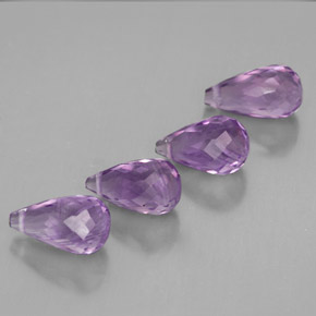 5.37 ct Violet Amethyst Stone, Natural Amethyst in Briolette with Hole Shape for Sale