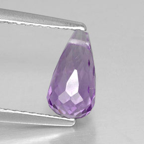 1.28 ct Violet Amethyst Gemstone, Amethyst Gem in Briolette with Hole Shape for Sale.