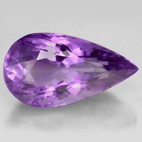 14.23 ct Violet Amethyst Stone, Natural Amethyst in Pear Facet Shape for Sale