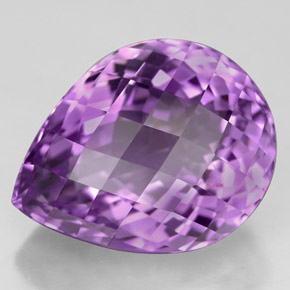 11.44 ct Violet Amethyst Gemstone, Amethyst Gem in Pear Checkerboard Shape for Sale.