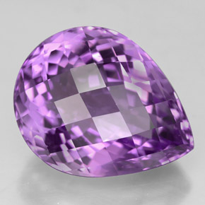 11.44 ct Violet Amethyst Stone, Natural Amethyst in Pear Checkerboard Shape for Sale