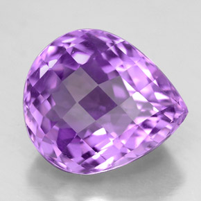6.77 ct Violet Amethyst Gemstone, Amethyst Gem in Pear Checkerboard Shape for Sale.