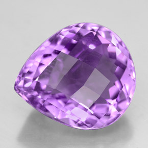 6.77 ct Violet Amethyst Stone, Natural Amethyst in Pear Checkerboard Shape for Sale
