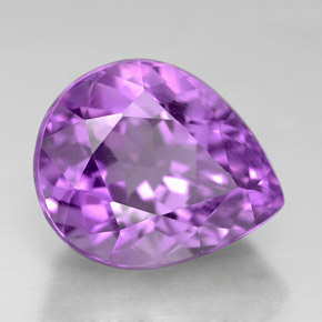 6.31 ct Violet Amethyst Stone, Natural Amethyst in Pear Facet Shape for Sale