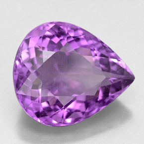 6.41 ct Violet Amethyst Stone, Natural Amethyst in Pear Facet Shape for Sale