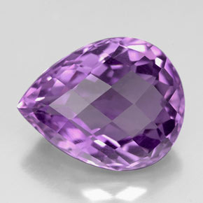 5.62 ct Violet Amethyst Gemstone, Amethyst Gem in Pear Checkerboard Shape for Sale.