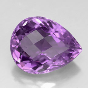 5.62 ct Violet Amethyst Stone, Natural Amethyst in Pear Checkerboard Shape for Sale