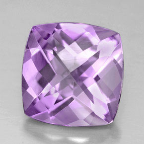 4.07 ct Violet Amethyst Stone, Natural Amethyst in Cushion Checkerboard Shape for Sale