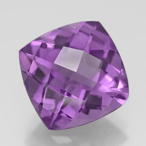 3.42 ct Violet Amethyst Stone, Natural Amethyst in Cushion Checkerboard Shape for Sale
