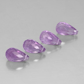 5.55 ct Violet Amethyst Stone, Natural Amethyst in Briolette with Hole Shape for Sale
