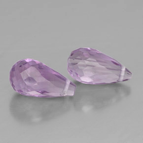 2.57 ct Violet Amethyst Stone, Natural Amethyst in Briolette with Hole Shape for Sale