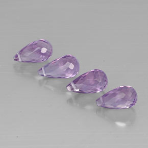 5.60 ct Violet Amethyst Stone, Natural Amethyst in Briolette with Hole Shape for Sale