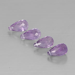 5.45 ct Violet Amethyst Gemstone, Amethyst Gem in Briolette with Hole Shape for Sale.