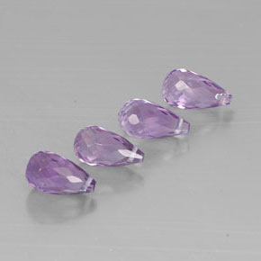 5.45 ct Violet Amethyst Stone, Natural Amethyst in Briolette with Hole Shape for Sale
