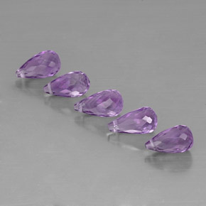 6.39 ct Violet Amethyst Gemstone, Amethyst Gem in Briolette with Hole Shape for Sale.