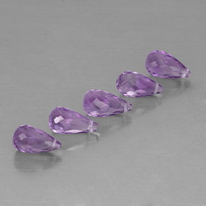6.39 ct Violet Amethyst Stone, Natural Amethyst in Briolette with Hole Shape for Sale